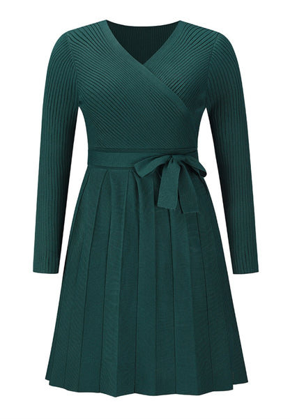 Vestido plisado de punto acanalado