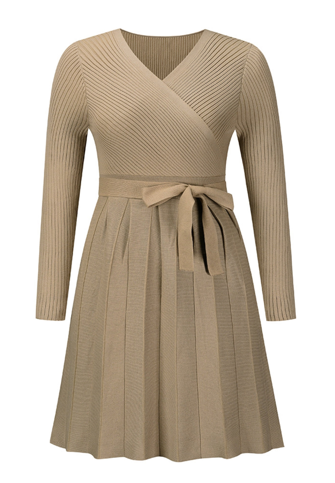 Vestido plisado de punto acanalado