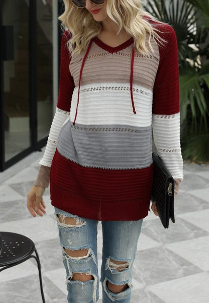 Color Block Open Knit Sweater
