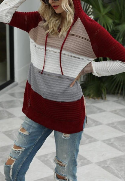 Color Block Open Knit Sweater