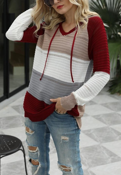 Color Block Open Knit Sweater