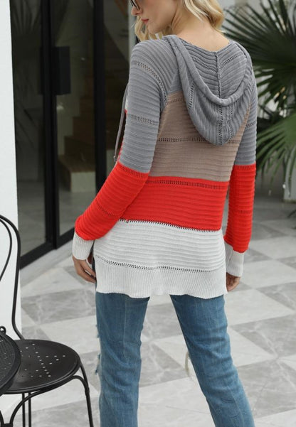 Color Block Open Knit Sweater