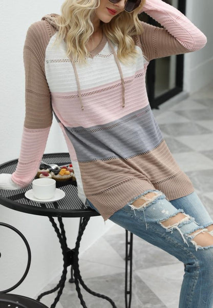 Color Block Open Knit Sweater
