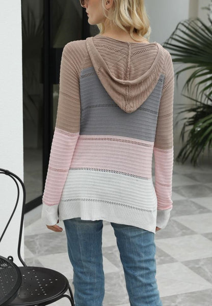 Color Block Open Knit Sweater