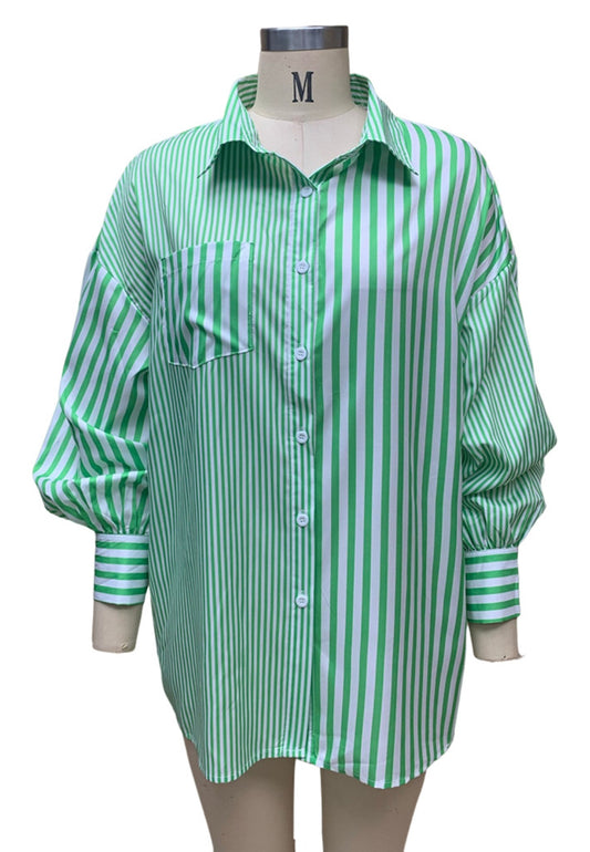 Multi Striped Three Quarter Sleeve Shirt