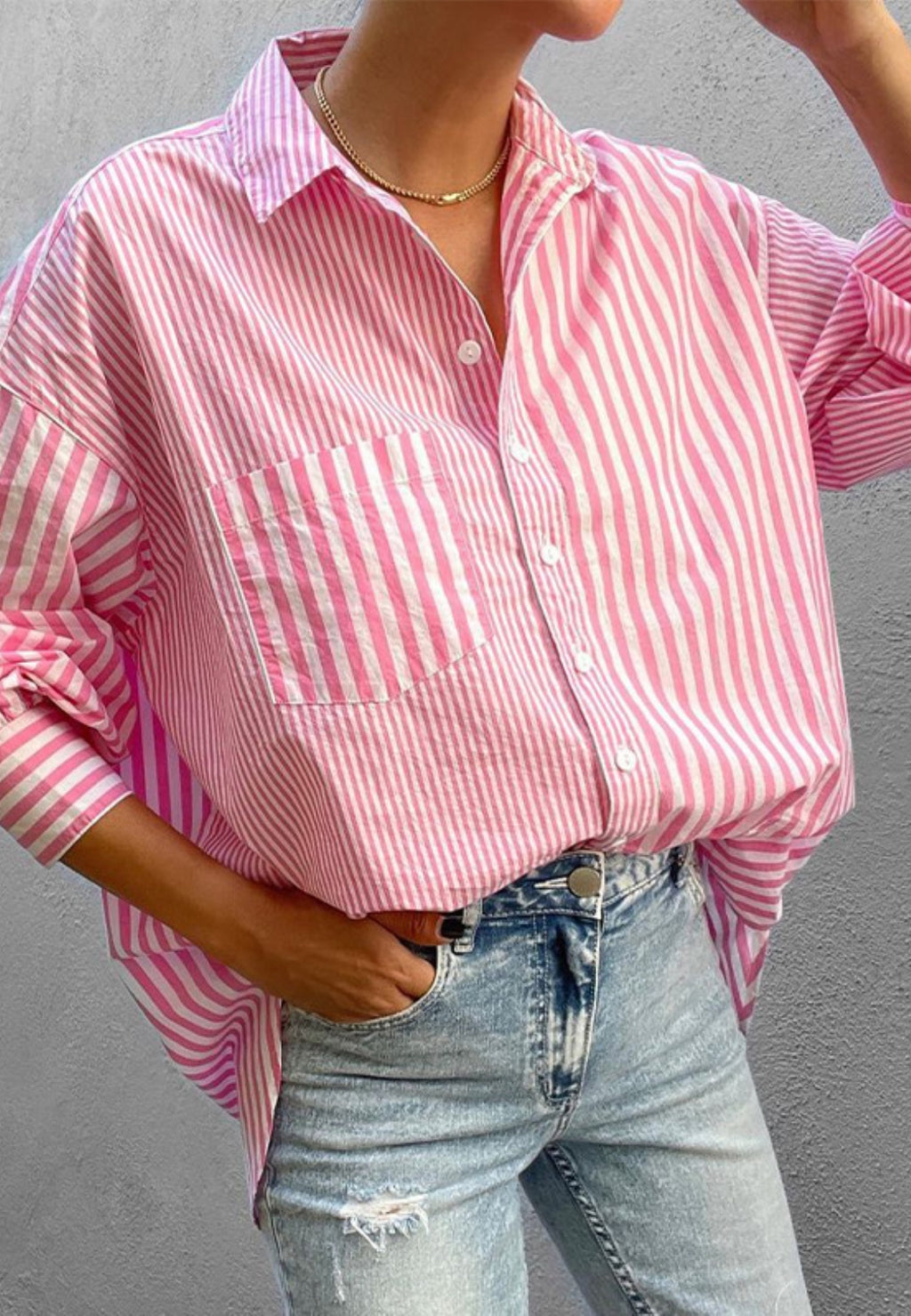 Camisa de manga tres cuartos con rayas múltiples