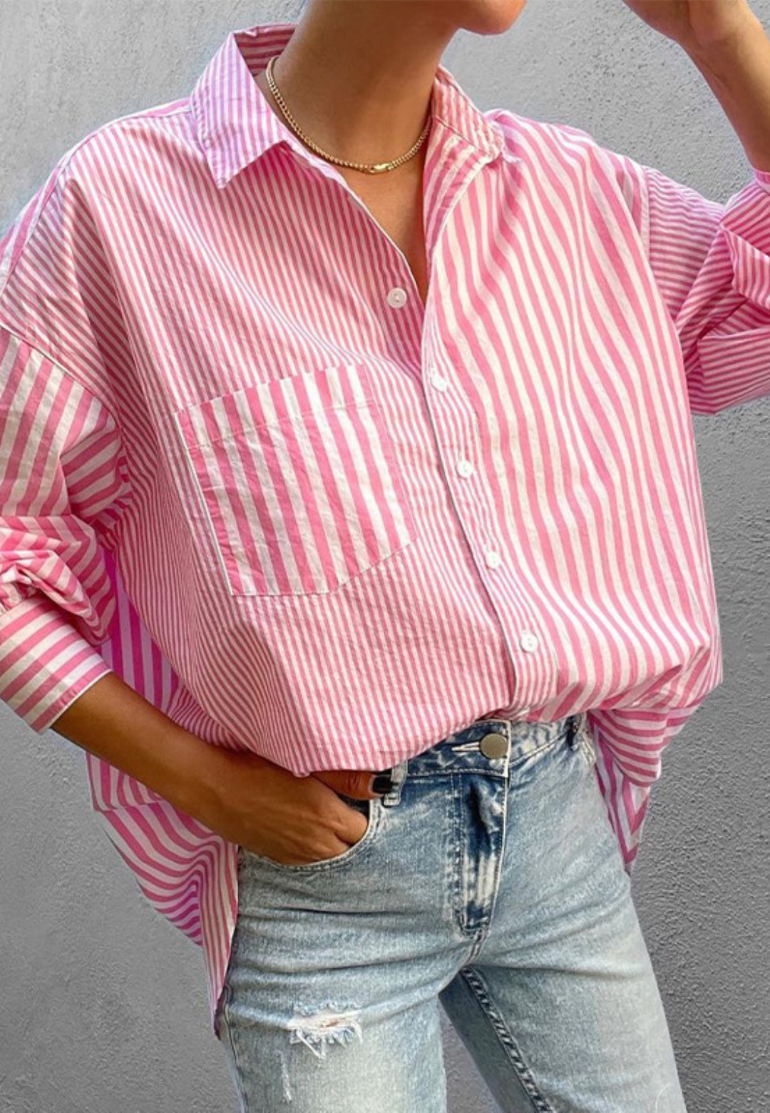 Camisa de manga tres cuartos con rayas múltiples