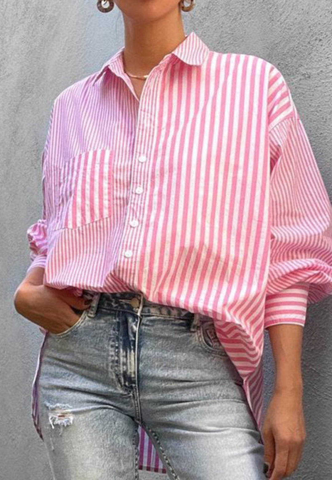 Multi Striped Three Quarter Sleeve Shirt