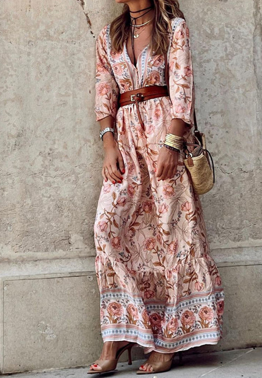 Floral Bohemian Print Maxi Dress