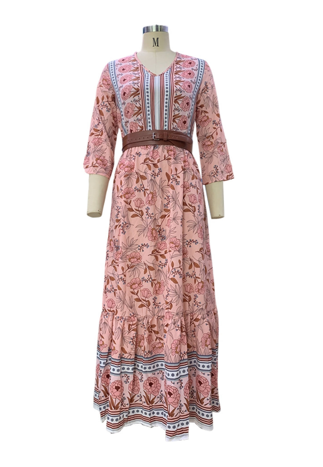 Vestido largo con estampado bohemio floral