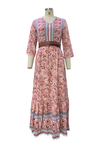 Vestido largo con estampado bohemio floral