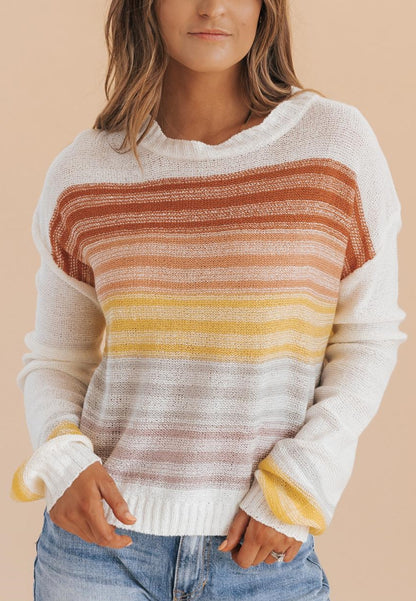 Multicolor Ombre Striped Knit Sweater