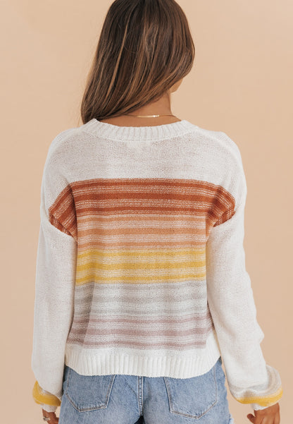 Multicolor Ombre Striped Knit Sweater
