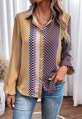 Camisa con estampado vintage geométrico multicolor