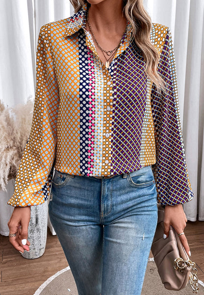 Multicolor Geometric Vintage Print Shirt