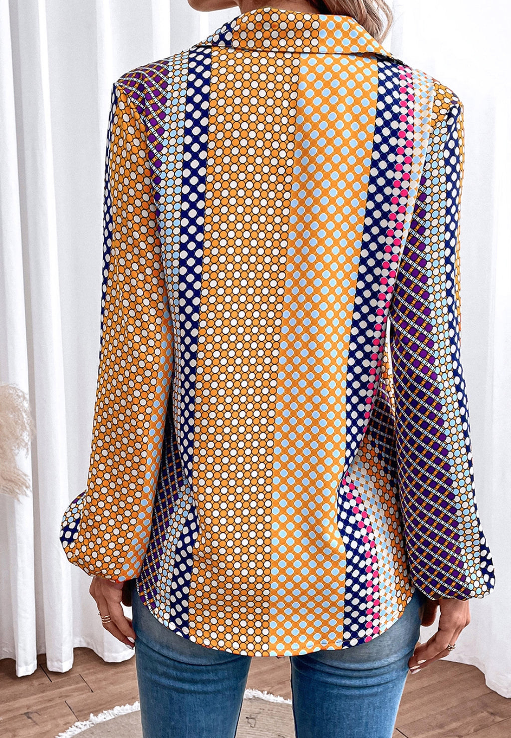 Camisa con estampado vintage geométrico multicolor