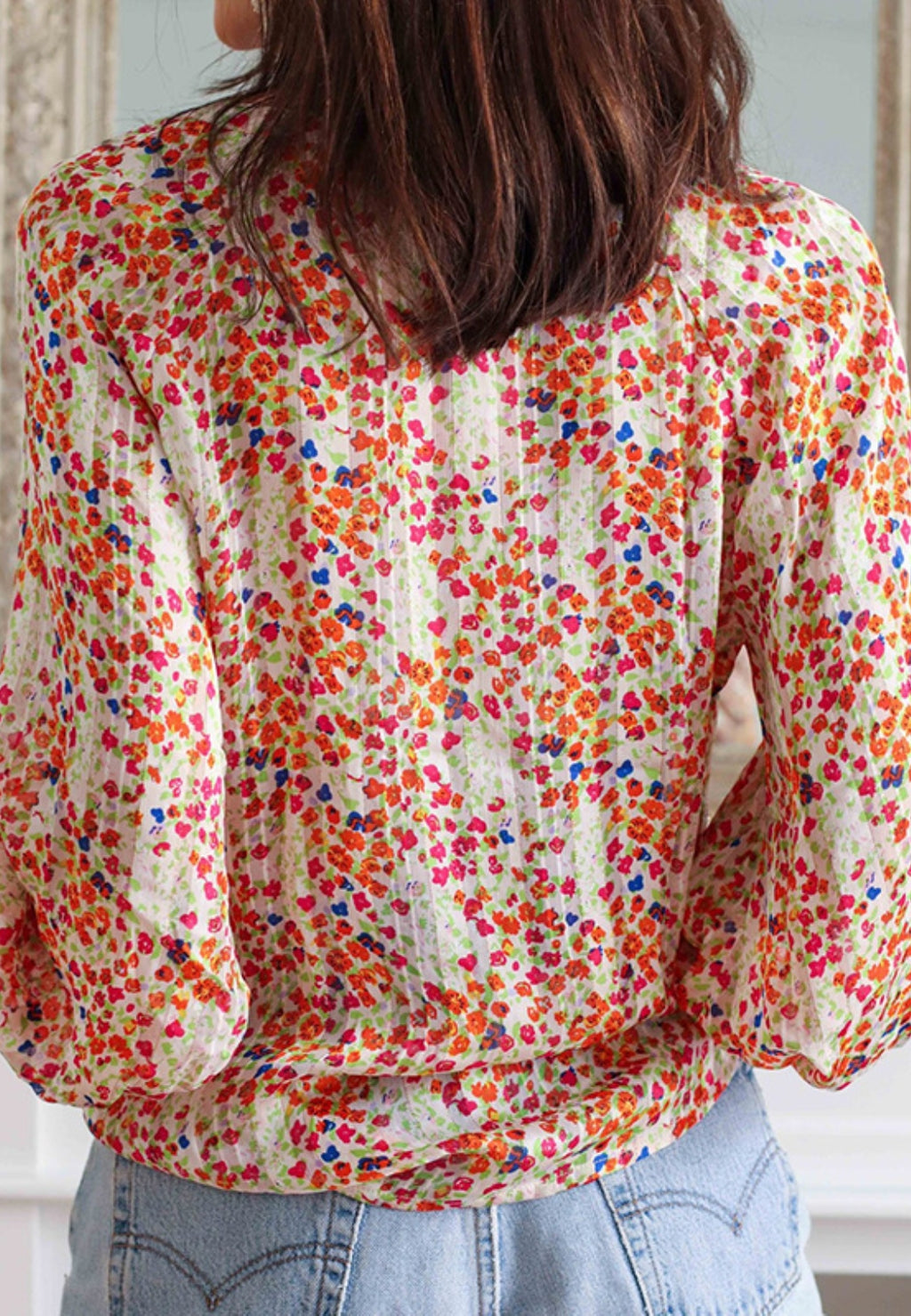 Camisa con botones y estampado floral multicolor