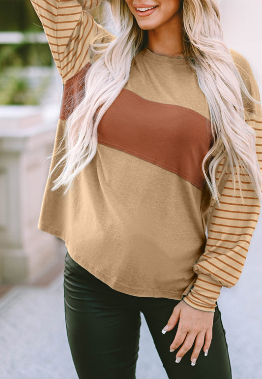 Color Block Striped Long Sleeve Sweater