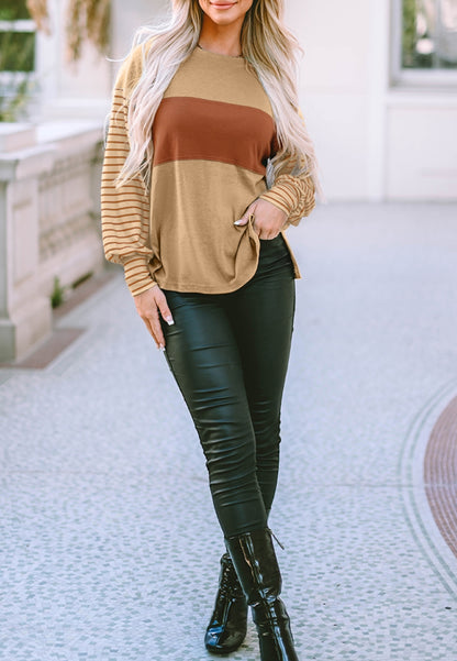 Color Block Striped Long Sleeve Sweater