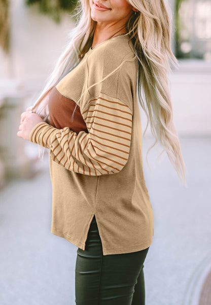 Color Block Striped Long Sleeve Sweater