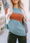Color Block Striped Long Sleeve Sweater