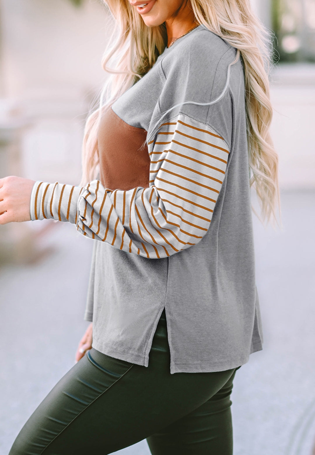 Color Block Striped Long Sleeve Sweater