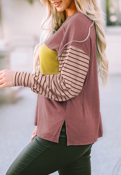 Color Block Striped Long Sleeve Sweater
