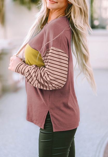 Color Block Striped Long Sleeve Sweater