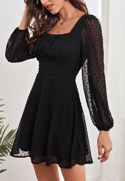 Square Neck Ruched Bust Dress