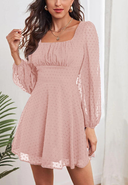 Square Neck Ruched Bust Dress