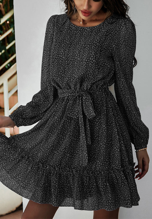 Tie Waist Leopard Print Dress