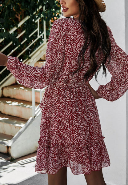 Tie Waist Leopard Print Dress