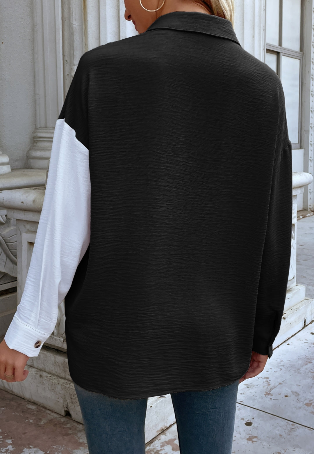 Camisa de botones texturizada de dos tonos