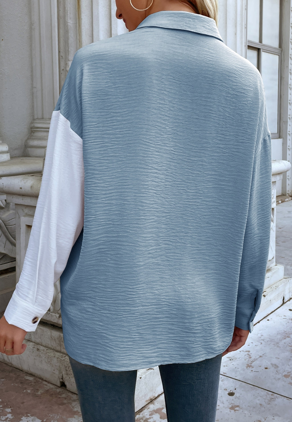Camisa de botones texturizada de dos tonos