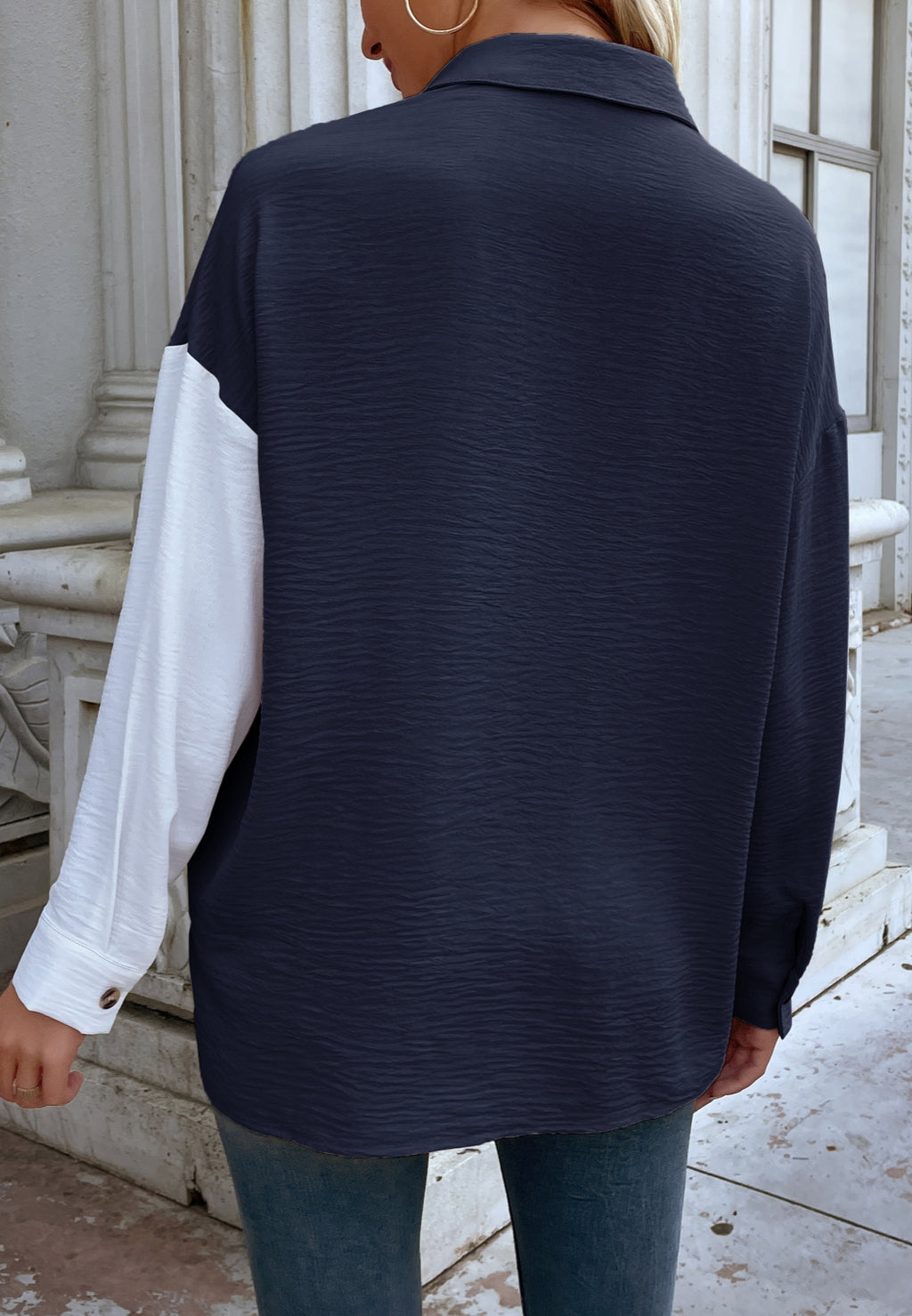 Camisa de botones texturizada de dos tonos