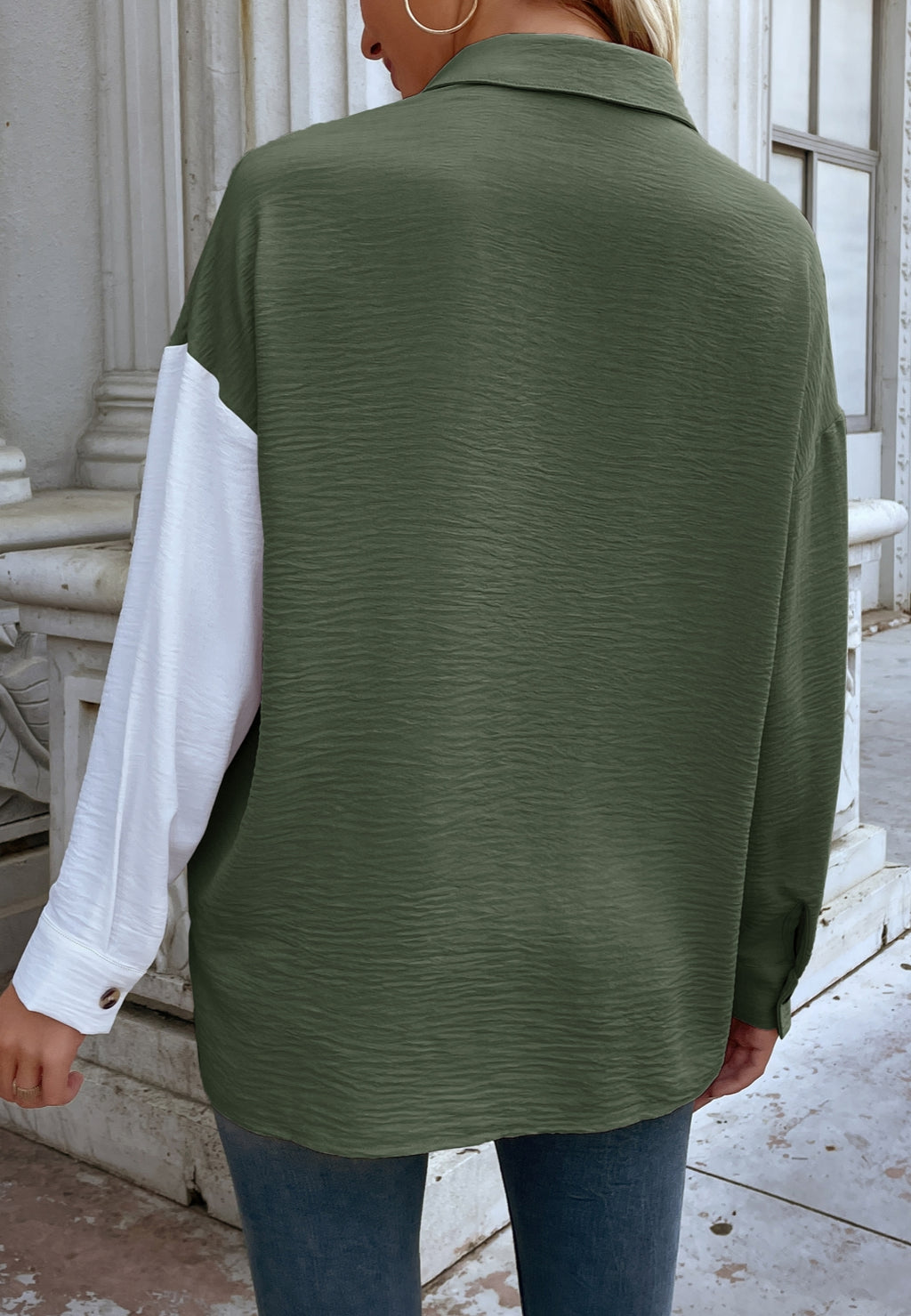 Camisa de botones texturizada de dos tonos