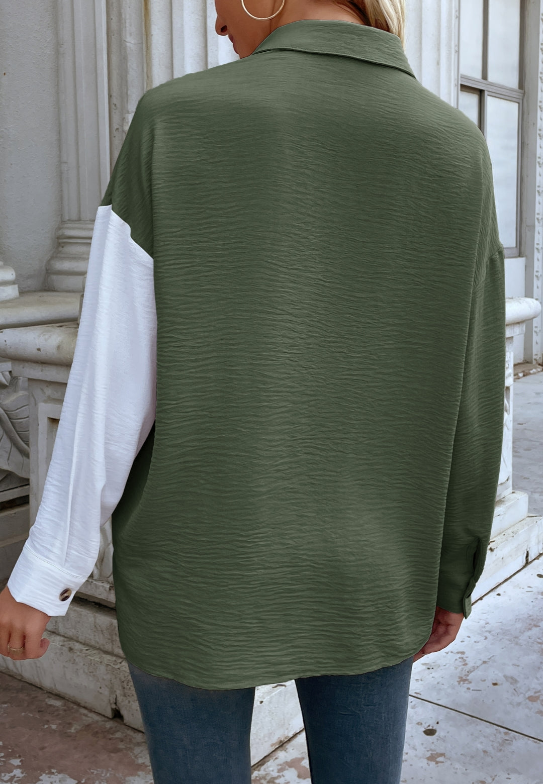 Camisa de botones texturizada de dos tonos