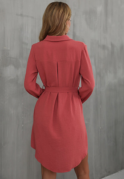 Vestido camisero con botones y cuello liso