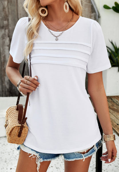 Camiseta con cuello redondo y detalle plisado