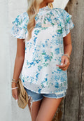 Blusa floral de manga corta con capas