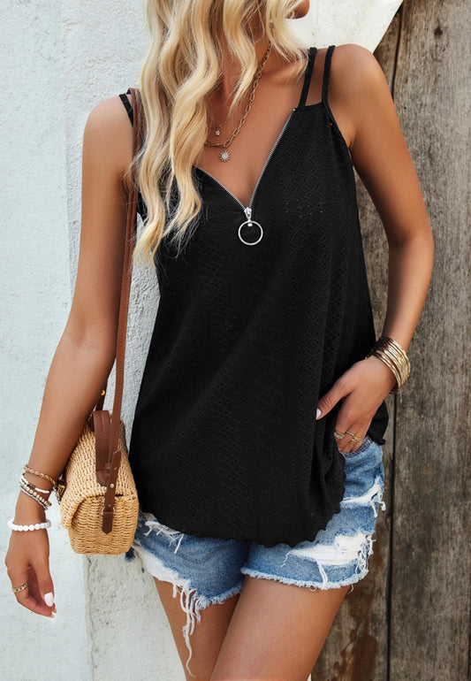 Zip-Up Strappy Cami Top