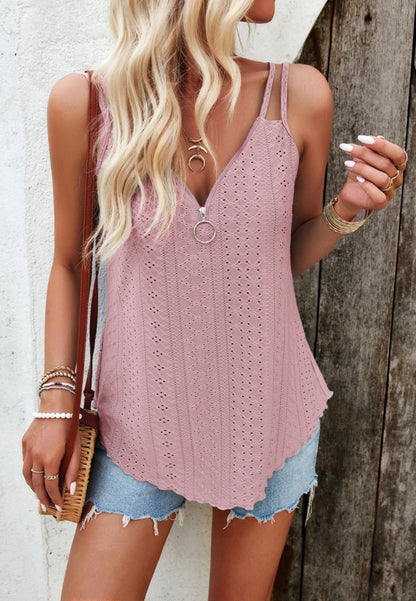 Zip-Up Strappy Cami Top