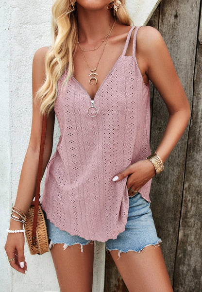 Zip-Up Strappy Cami Top