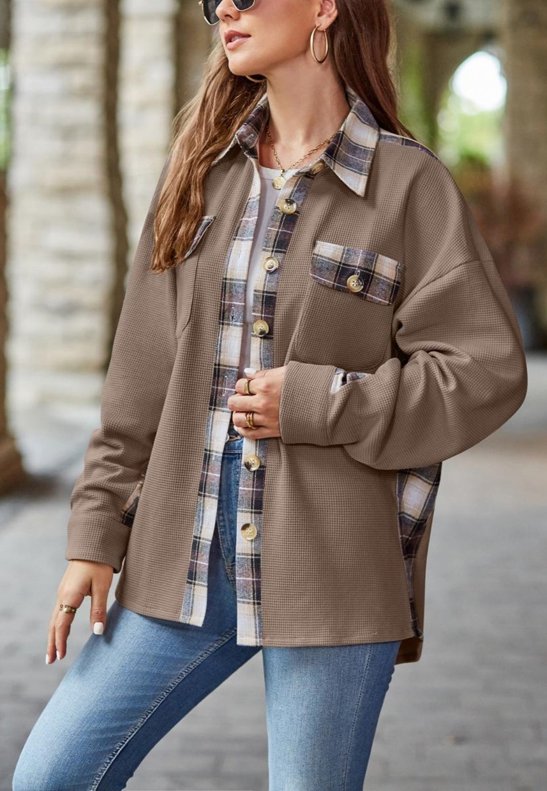 Plaid Print Detail Shacket