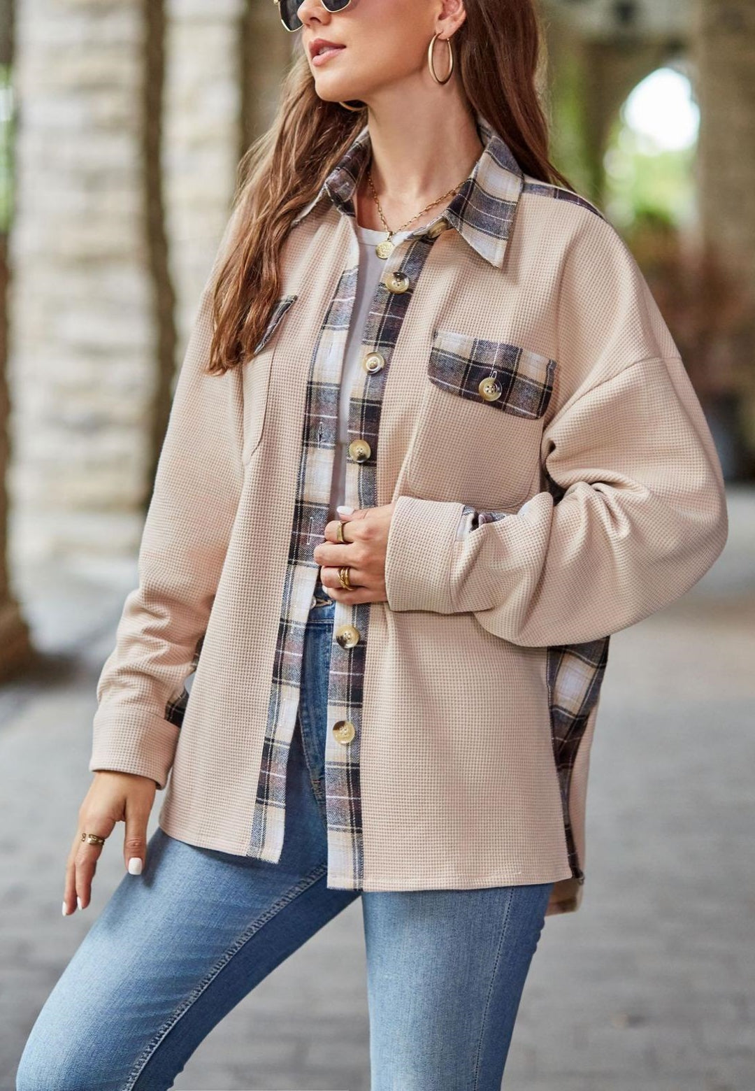 Chaqueta con detalle de estampado de cuadros