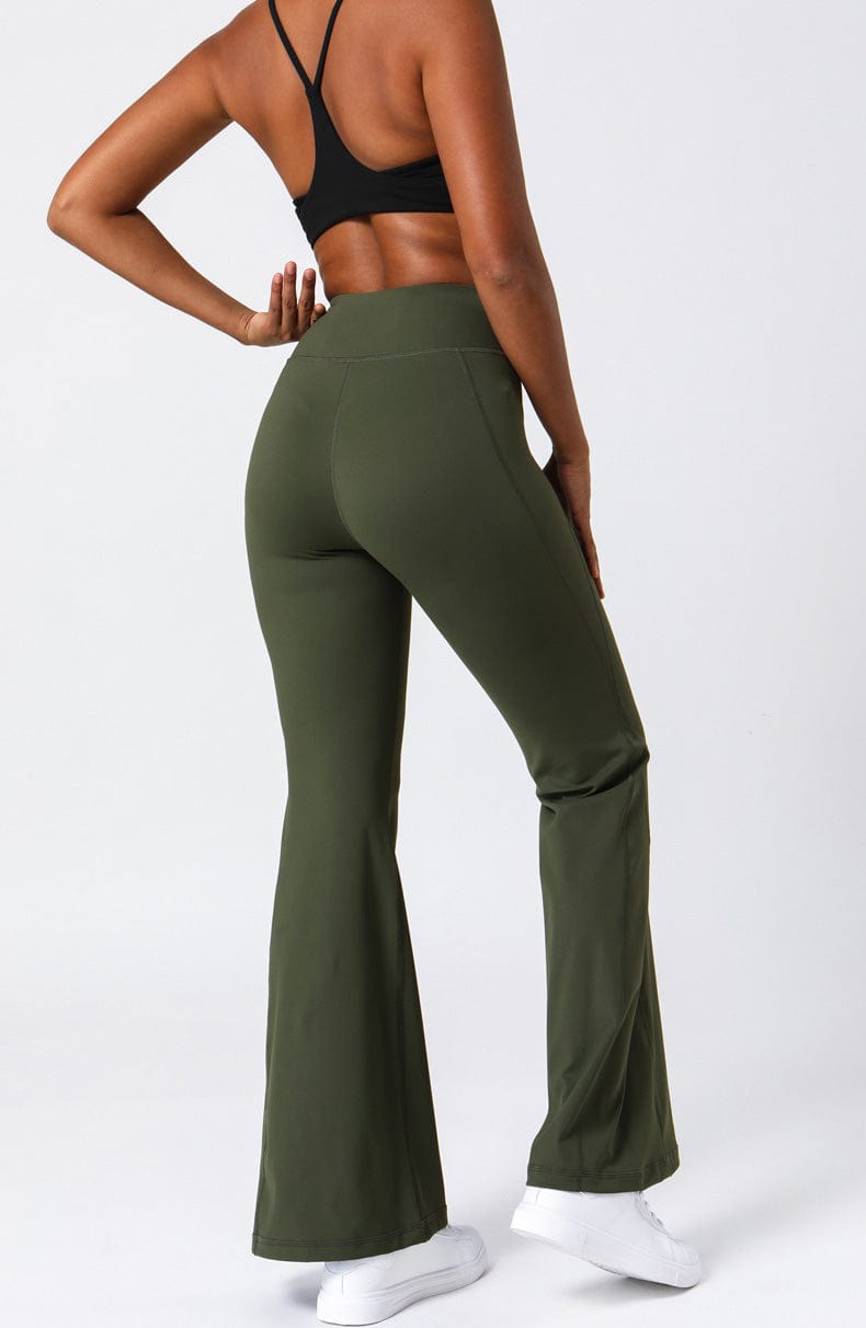 Pantalones acampanados de cintura alta con costuras