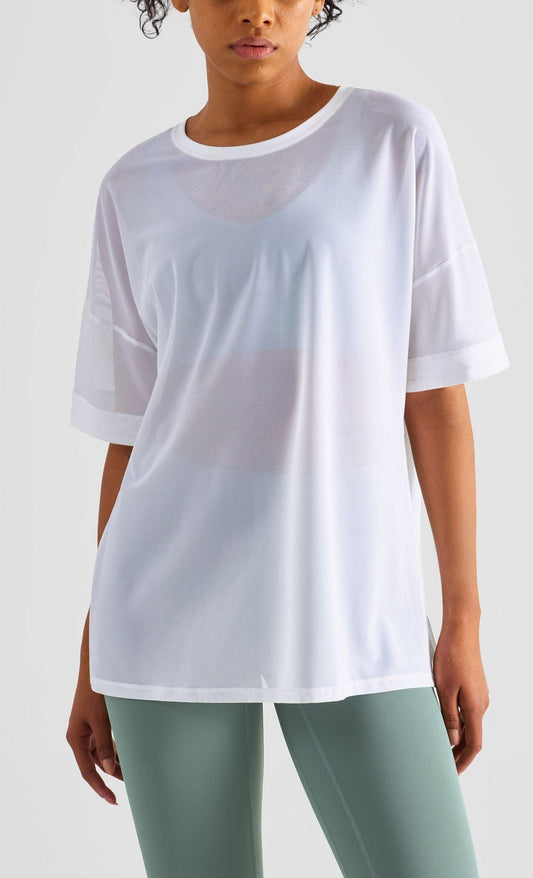 Top y bata deportiva informal con costura de malla