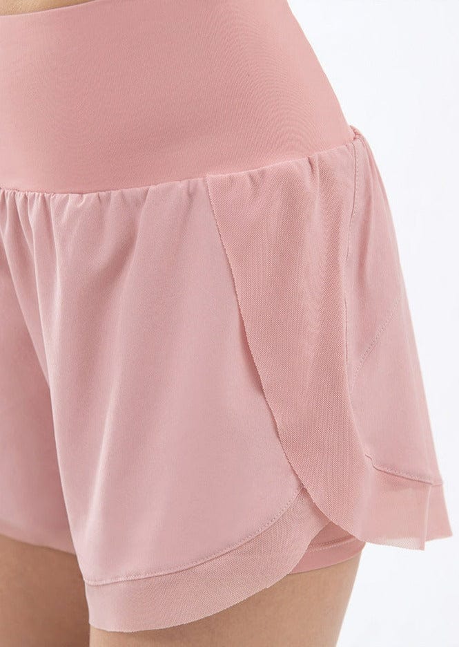 Pantalones cortos deportivos con forro de encaje de malla