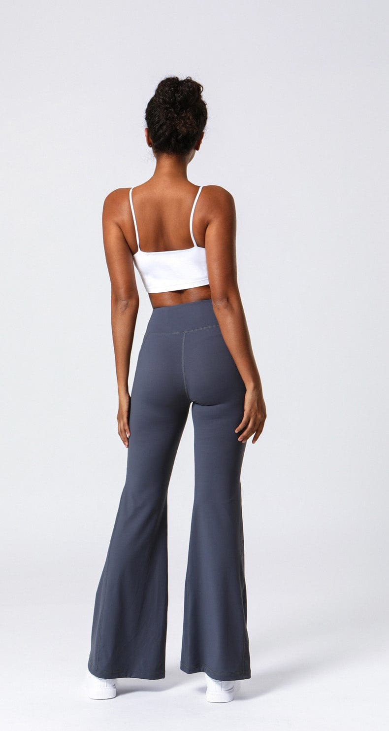 Pantalones acampanados de cintura alta con costuras