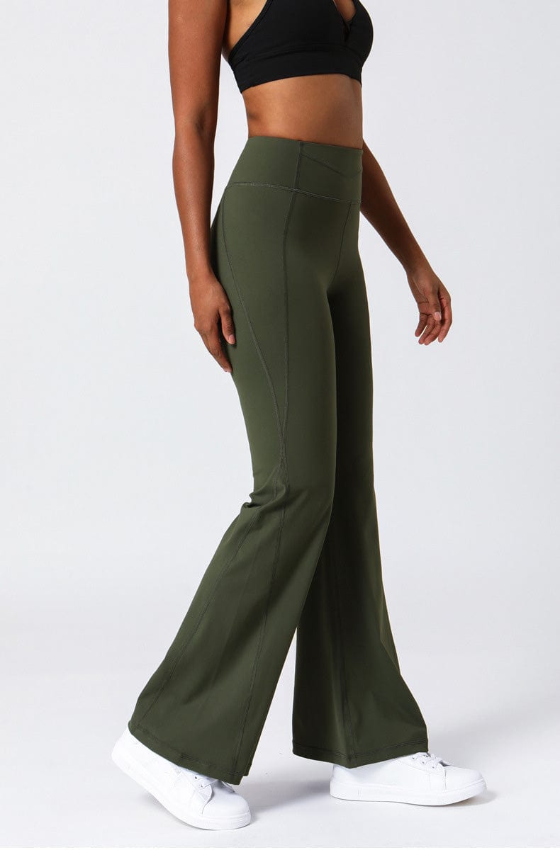Pantalones acampanados de cintura alta con costuras